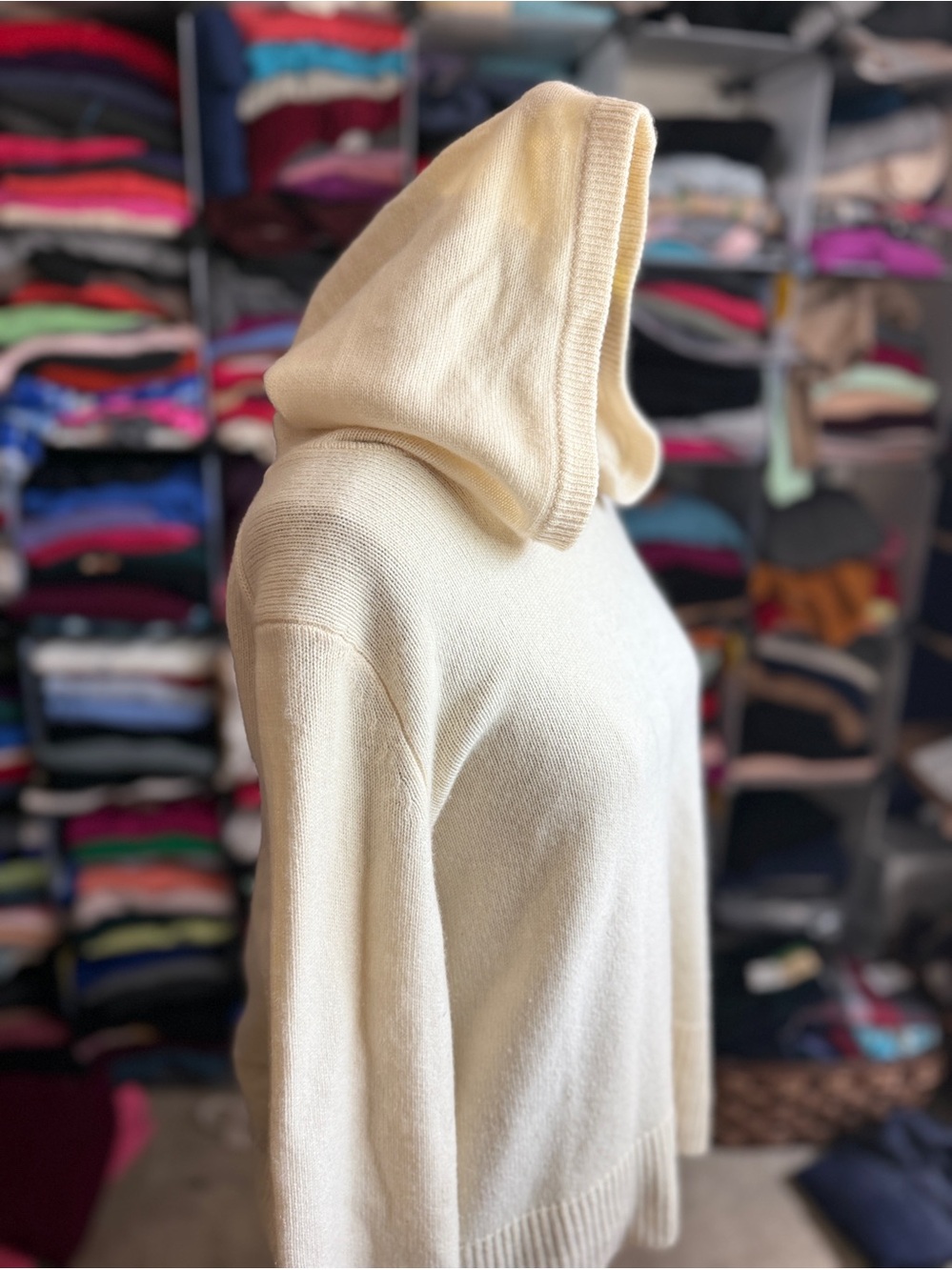 Women's Cream Hoodie Cashmere Sweater